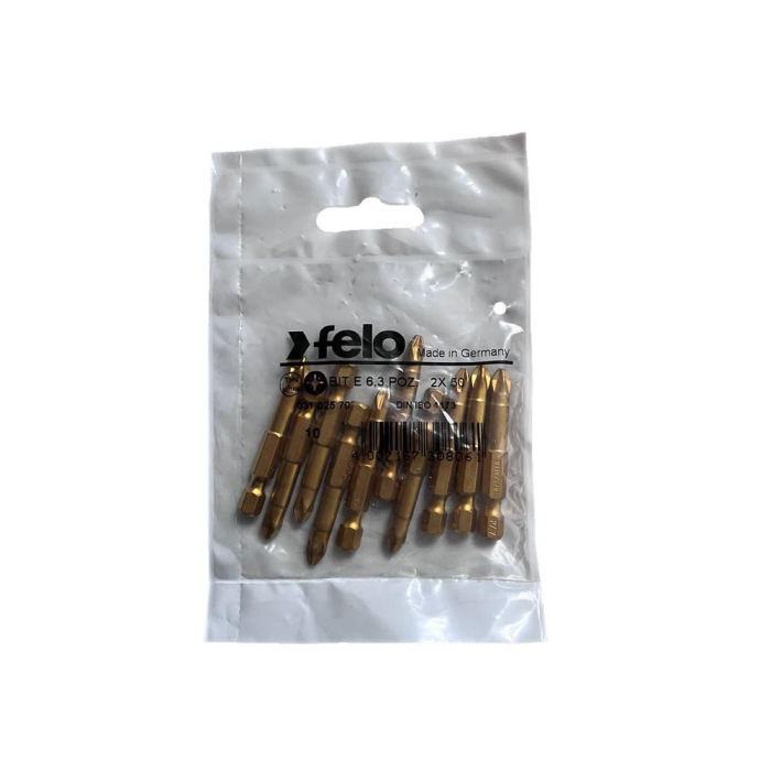 Set 10 biti Felo, seria TiN Plus profil Pozidrive, E6.3, PZ2, 50mm [1]