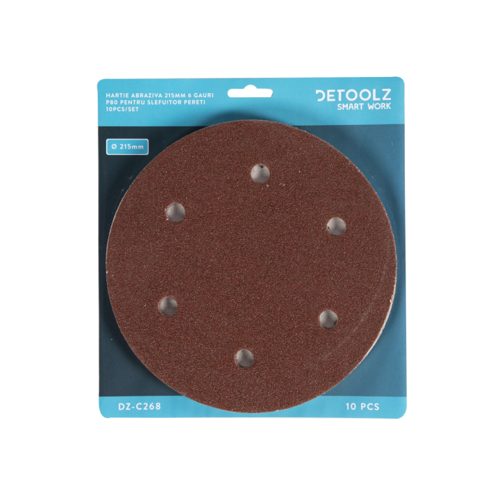 Set 10 hartie abraziva P80 6gauri 215mm [4]