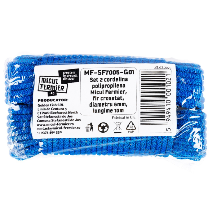 Set 2 cordelina polipropilena Micul Fermier, fir crosetat, diametru 6mm, lungime 10m [3]