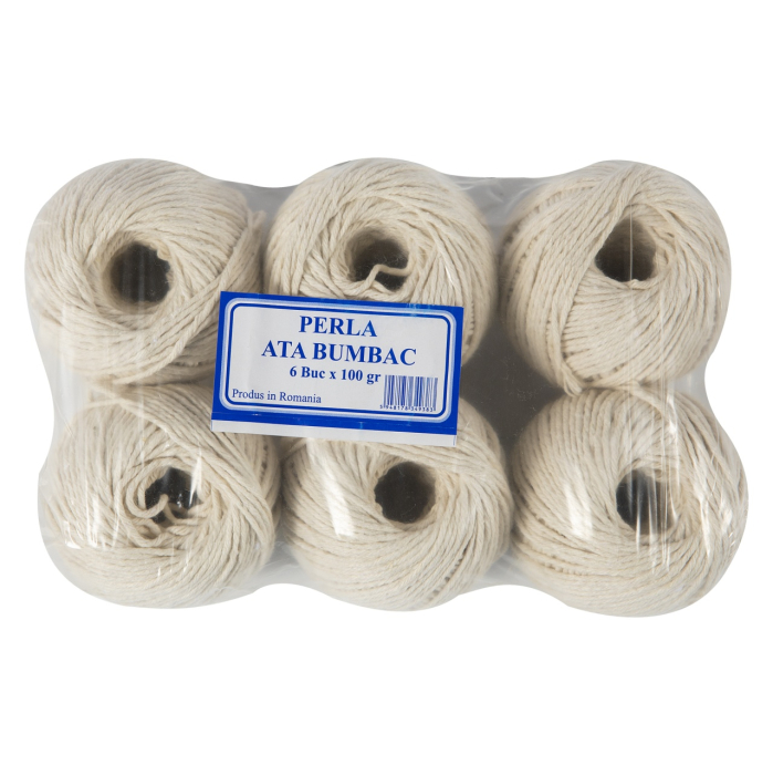 Set 6 ghem sfoara bumbac Micul Fermier, 100gr, culoare alb [3]