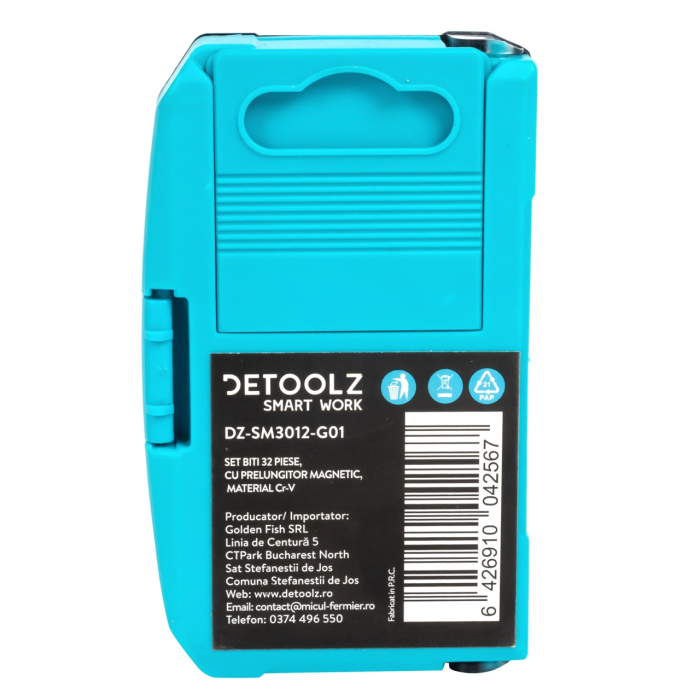 Set biti Detoolz, 32 de piese, cu prelungitor magnetic, material Cr-V [4]