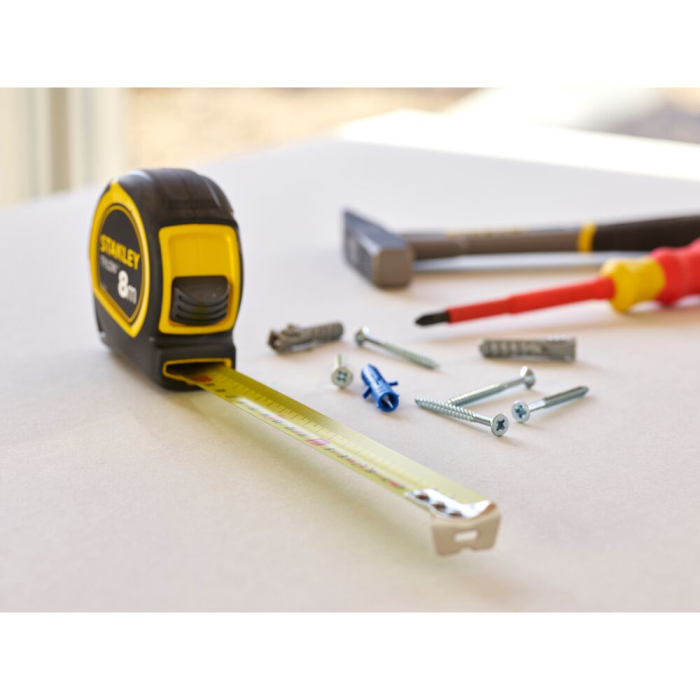 Stanley 0-30-657, ruleta Tylon 8m, tru-zero, protectie din cauciuc, anti-alunecare, 8m x 25mm, blister [5]