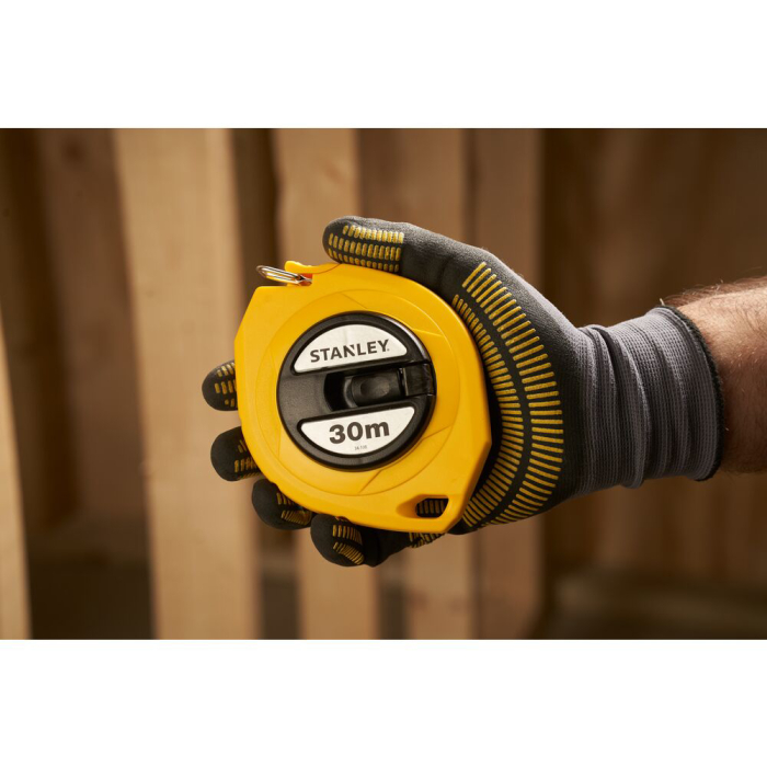 Stanley 0-34-108, ruleta inchisa cu banda de otel 30m, carlig pliabil, lama protejata, manivela pentru mulinare, 30m x 10mm, blister [4]