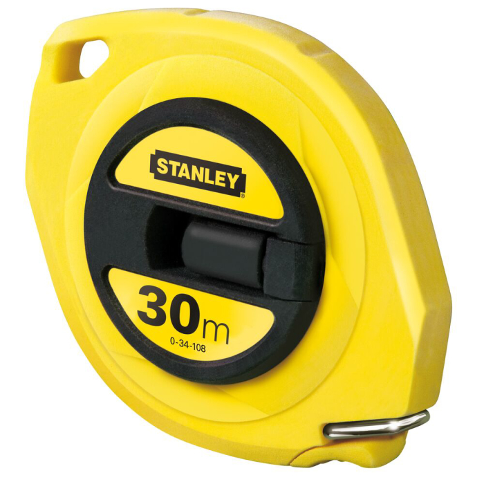 Stanley 0-34-108, ruleta inchisa cu banda de otel 30m, carlig pliabil, lama protejata, manivela pentru mulinare, 30m x 10mm, blister [2]