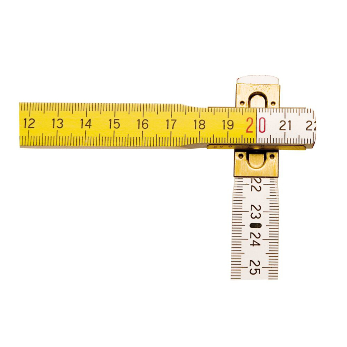 Stanley 0-35-458, metru de tamplarie din lemn 2m, finisaj alb/galben, gradare in negru, certificat CE si FSC, 2m x 15mm, blister [2]