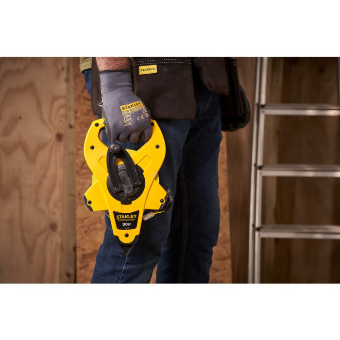 Stanley 2-34-772, ruleta deschisa cu banda din fibra de sticla 30m, PowerWinder, carlig tru-zero, mulinare rapida, 30m x 12.7mm [8]