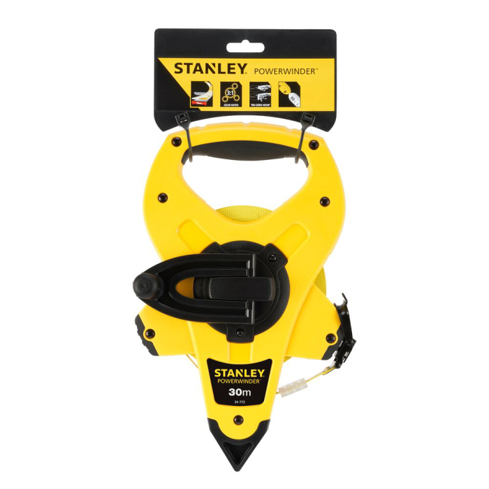 Stanley 2-34-772, ruleta deschisa cu banda din fibra de sticla 30m, PowerWinder, carlig tru-zero, mulinare rapida, 30m x 12.7mm [3]
