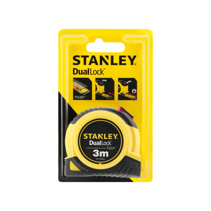 Stanley STHT36802-0, ruleta tylon cu dubla blocare 3m, acoperire Tylon, maner ergonomic, 3m x 13mm, blister [6]