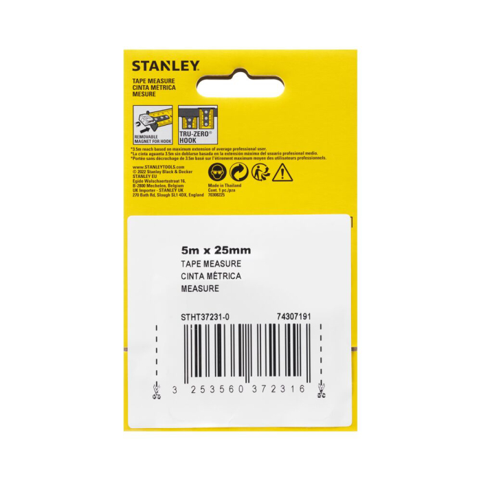 Stanley STHT37231-0, Ruleta 5m CONTROL-LOCK™, BladeArmor®, protectie din cauciuc, frana de deget, magnet detasabil, rupere la 3.5m, tru-zero, 5m x 25mm [6]