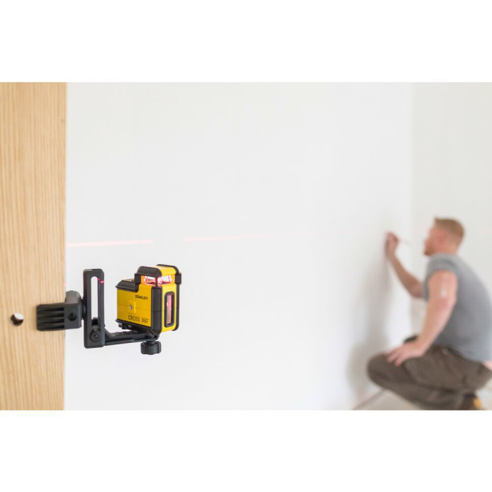 Stanley STHT77640-1, nivela laser cross 360 grade, cu linie in cruce, lumina rosie, prindere trepied, Quicklink, raza actiune 20m, include 4 baterii AA, trepied si husa [5]