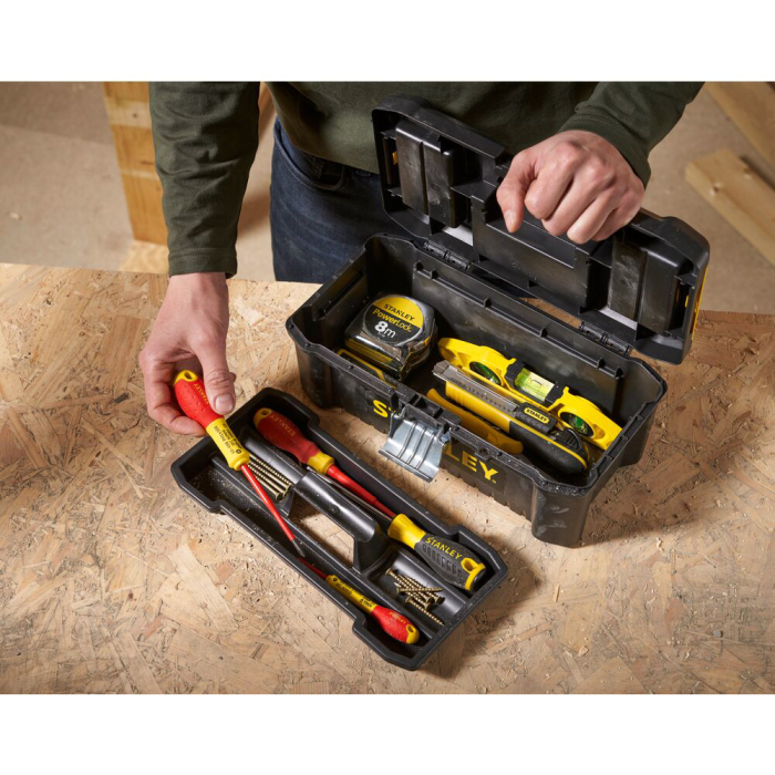 Stanley STST1-75515, essential, cutie pentru scule cu doua organizatoare pe capac si tava detasabila, inchizatoare metalica, 7.60 litri, (12.5 inch) 320x188x132mm [7]