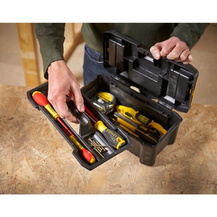 Stanley STST1-75515, essential, cutie pentru scule cu doua organizatoare pe capac si tava detasabila, inchizatoare metalica, 7.60 litri, (12.5 inch) 320x188x132mm [9]