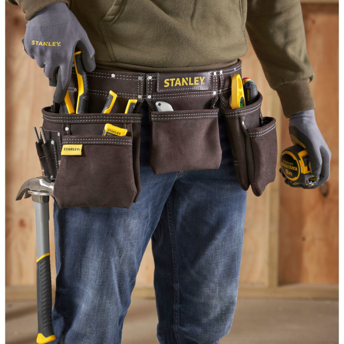 Stanley STST1-80113, curea cu buzunare din piele pentru unelte si scule, 48.6 x 6.8 x 8.9cm [8]