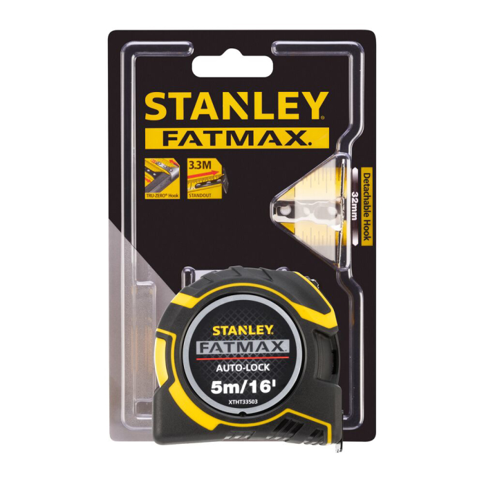 Stanley XTHT0-33503, ruleta autolock fatmax 5m, Mylar®, BladeArmor, magnet fix, 5m/16Inch x 32mm + un carlig detasabil, blister [4]