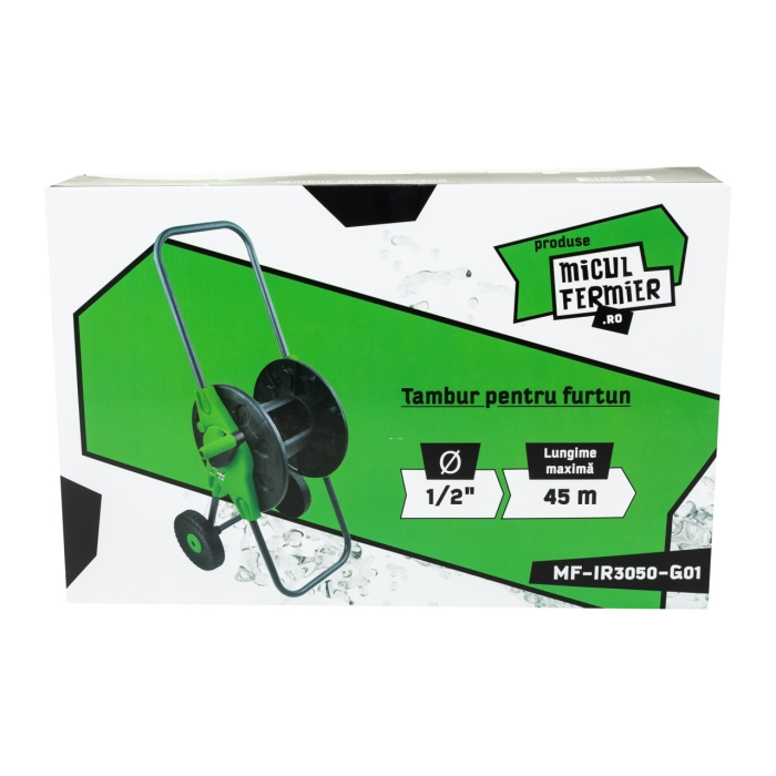 Tambur pentru furtun Micul Fermier MF-IR3050-G01 lungime maxima furtun 45m, 1/2", cu roti [4]
