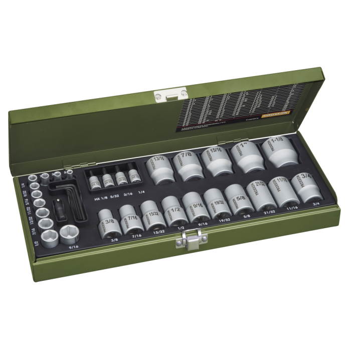 Trusa tubulare si biti, 36 de piese pentru dimensiuni în inch, 1/4' si 1/2', Proxxon 23114 [1]
