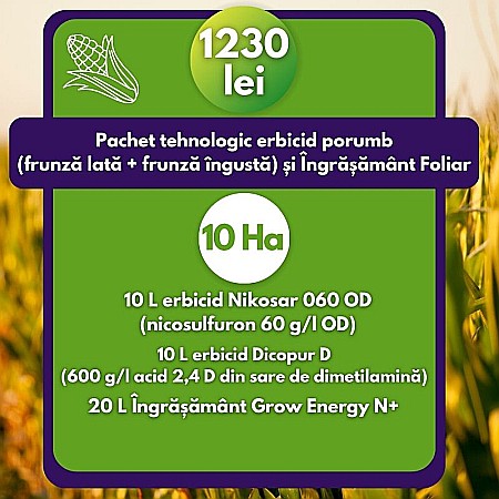 Pachete comerciale - Pachet tehnologic erbicid porumb (frunză lată + frunză îngustă) și Îngrășământ Foliar- 10 Ha