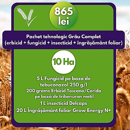Pachete comerciale - Pachet tehnologic Grâu Complet (erbicid + fungicid + insecticid + îngrășământ foliar)- 10 Ha