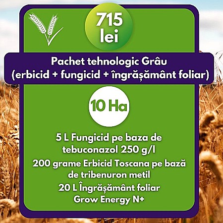 Pachete comerciale - Pachet tehnologic Grâu- erbicid+ fungicid+ îngrășământ foliar- 10 Ha