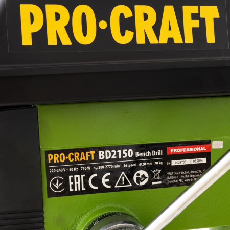 BD2150 bormasina de banc fixa cu coloana PROCRAFT, 64.60 kg , Putere 750W [5]