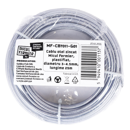 Cablu otel zincat Micul Fermier, plastifiat, diametru 3-4.5mm, lungime 25m [2]