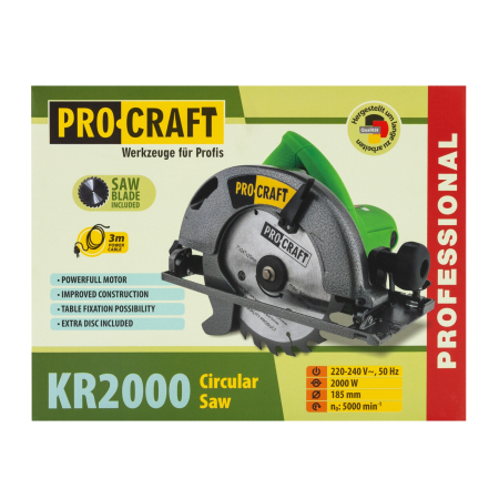 Circular electric de mana Procraft KR 2000, 2 kW, 185 mm, 5000 rot/min [5]