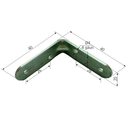 Feronerie - COLTAR METALIC DREPTUNGHIULAR SIMPLU 16/40X40MM