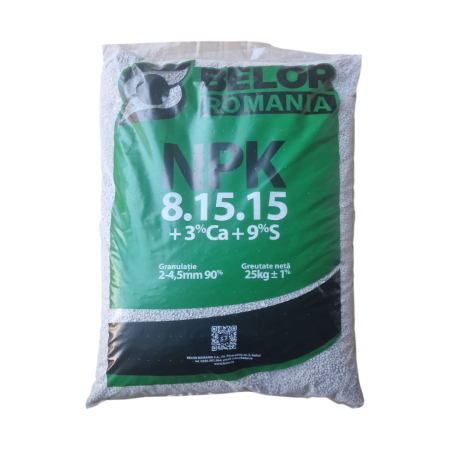 Îngrășăminte granulate - Complexe tip NPK 8 - 15 - 15 + 3 % Ca + 9 % S