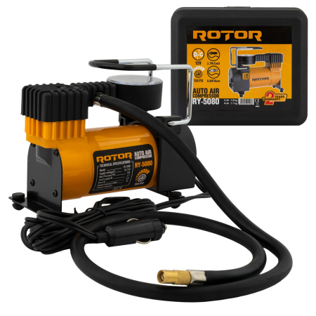 Întreținere casă și fermă - Compresor auto ROTOR RY-5080 , tensiune alimentare 12V, 10 bar / 150 psi, 30 L/min