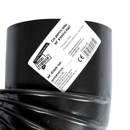 Cot pentru soba pe lemne, 90˚, 120mm, Gri mat [1]