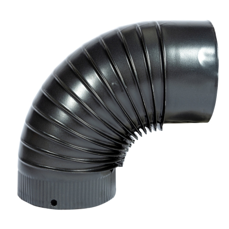 Cot pentru soba pe lemne, 90˚, 120mm, Gri mat [2]