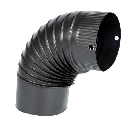 Cot pentru soba pe lemne, 90˚, 130mm, Gri mat [1]