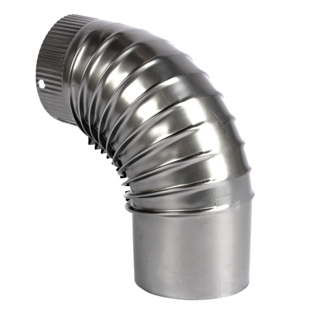 Cot pentru soba pe lemne 90˚ ø120mm 0.4mm, Zincat [2]