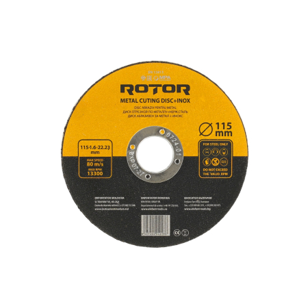 Întreținere casă și fermă - Disc abraziv pentru metal+inox ROTOR 115*1,6*22, 23