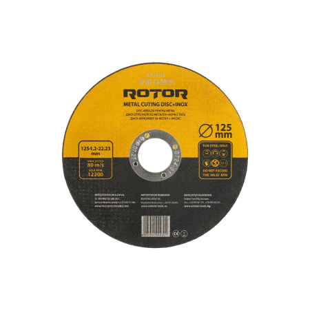Întreținere casă și fermă - Disc abraziv pentru metal+inox ROTOR 125*1,2*22,23