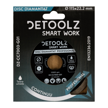 Disc diamantat continuu Detoolz 115x22.2mm, taiere umeda [3]
