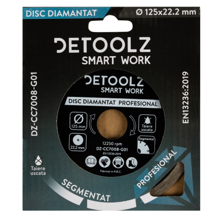 Disc diamantat segmentat Detoolz 125x22.2mm, taiere uscata [2]
