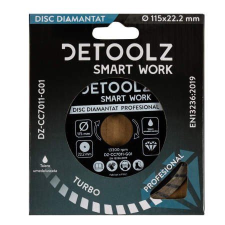 Disc diamantat turbo Detoolz 115x22.2mm, taiere umeda/uscata [2]