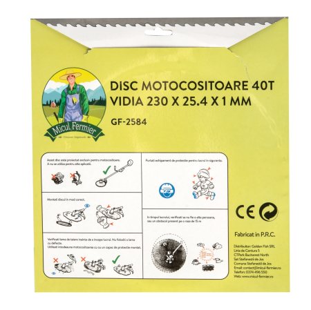 Disc motocoasa Micul Fermier, 40T, vidia, grosime 1mm, Ø230mm [4]