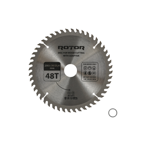 Întreținere casă și fermă - Disc taiat lemn ROTOR 200*30/25,4 cu adaptor 48T