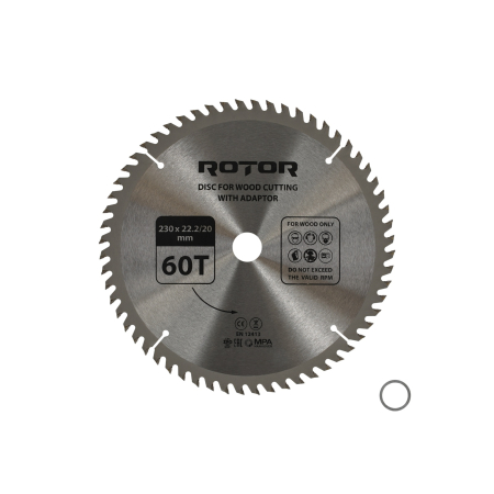 Întreținere casă și fermă - Disc taiat lemn ROTOR 230*22,2/20 cu adaptor 60T