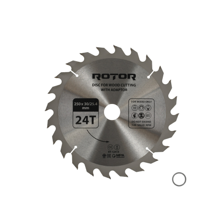 Întreținere casă și fermă - Disc taiat lemn ROTOR 250*30/25,4 cu adaptor 24T