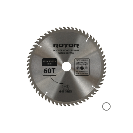 Întreținere casă și fermă - Disc taiat lemn ROTOR 255*30/25,4 cu adaptor 60T