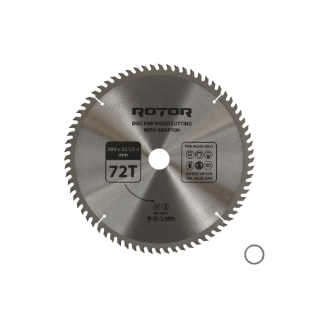Întreținere casă și fermă - Disc taiat lemn ROTOR 300*32/30/25,4 cu adaptor 72T