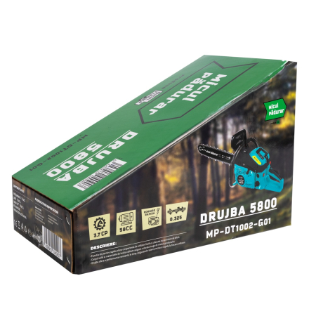 Drujba Micul Padurar 5800, capacitate cilindrica 58cc, 3.7 CP, 1 lant 18" + 1 lama, demaror magneziu, pornire rapida [17]