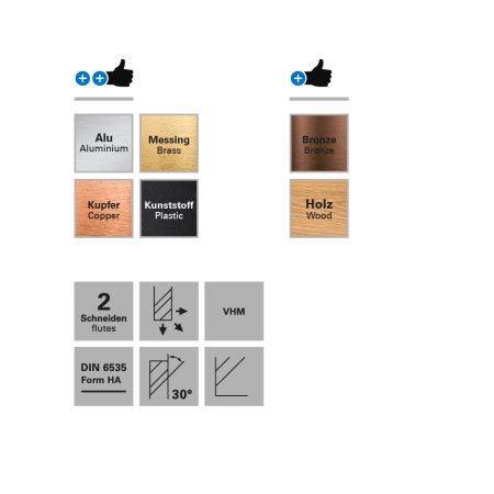 Freza cu 2 caneluri, Datron 0068004, 0.4x2.5x3.0mm [2]