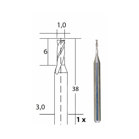 Freza cu 2 caneluri, Proxxon 28758, 1.0x3.0mm [1]