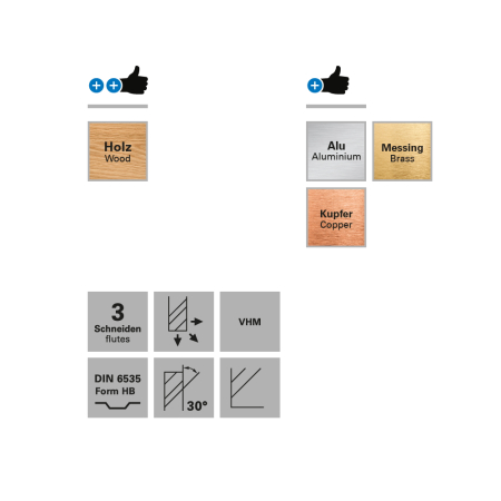 Freza cu 3 caneluri, Datron 0068033A, 3.0x6.0mm [2]