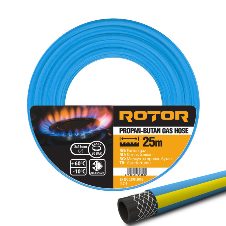 Întreținere casă și fermă - Furtun gaz PVC ROTOR, 8x13 GPL (25m)