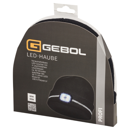 Gebol 700006, Caciula neagra cu banda reflectorizanta si LED, 4 niveluri de luminozitate, 60 de minute de functionare, LED detasabil si reincarcabil prin USB [1]